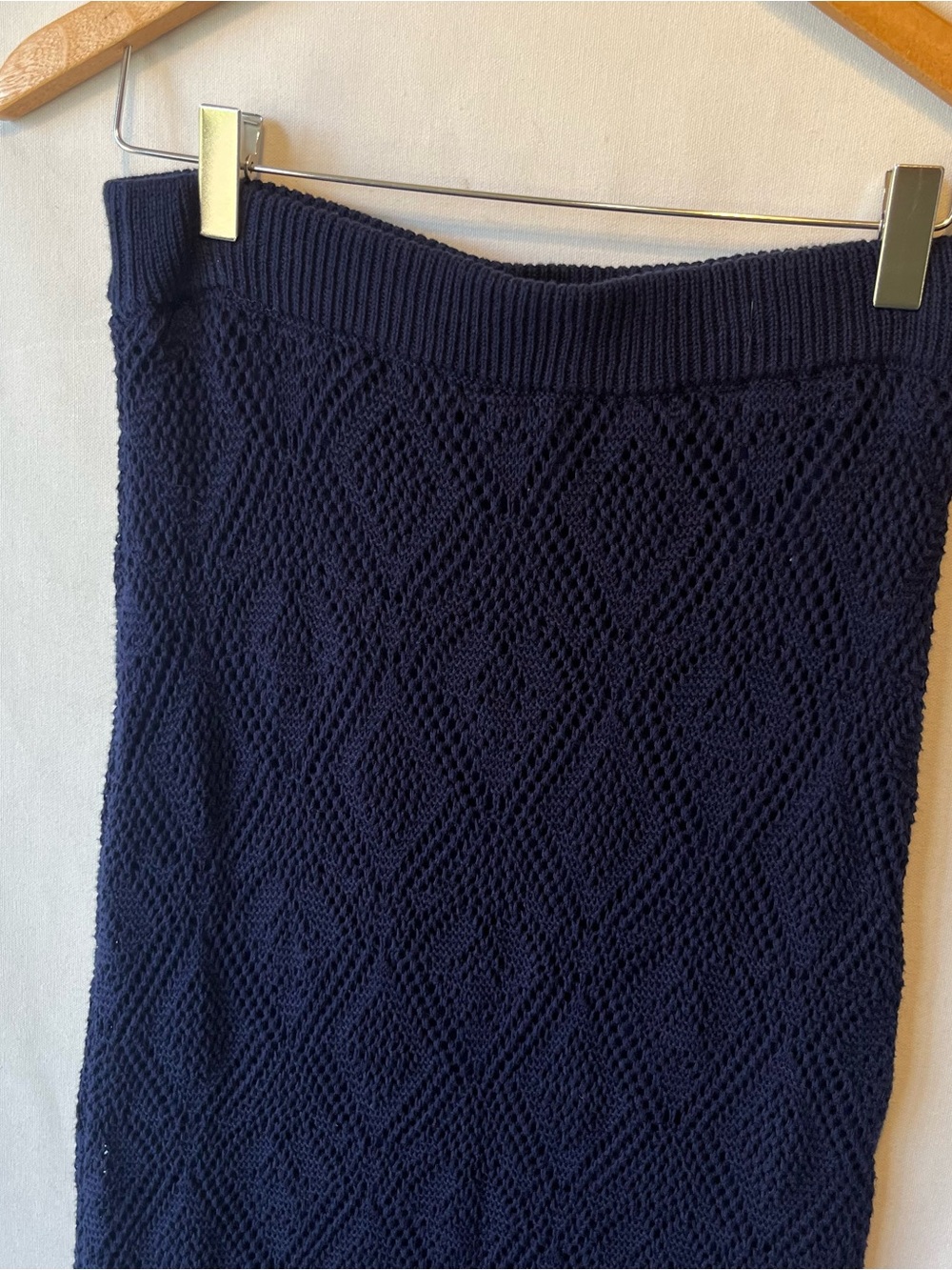 Freshman 1996 Crochet Knit maxi skirt M Dark blue Womens Boho Festival Coastal - Picture 4 of 8